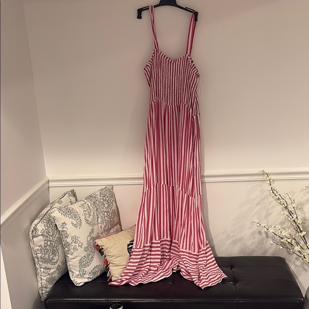 Raviya Pink and White Striped Swim Coverup